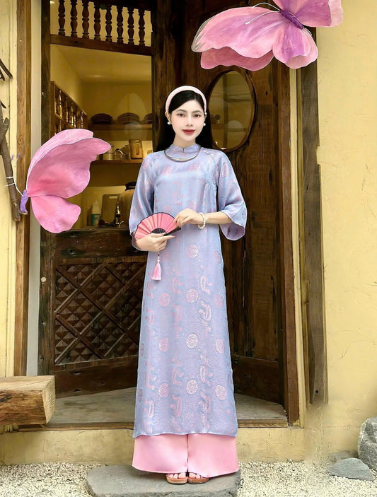 Set Ao Dai Lua To Tam Phuong Hoang/pants included/CT302