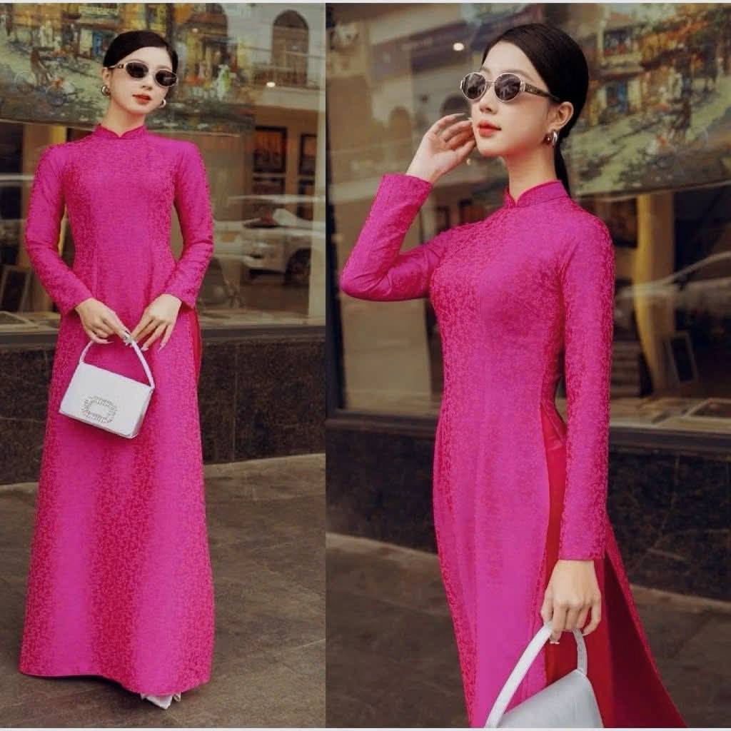 HA XUAN Set Ao Dai Gam Tơ Tam Thai Tuan Luxury/Yellow Pants included/TT93