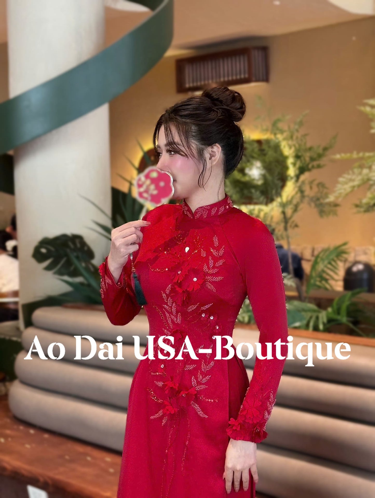 Ao Dai Lụa Tô Châu Design For Women Burgundy Color/ pants included/ TT229