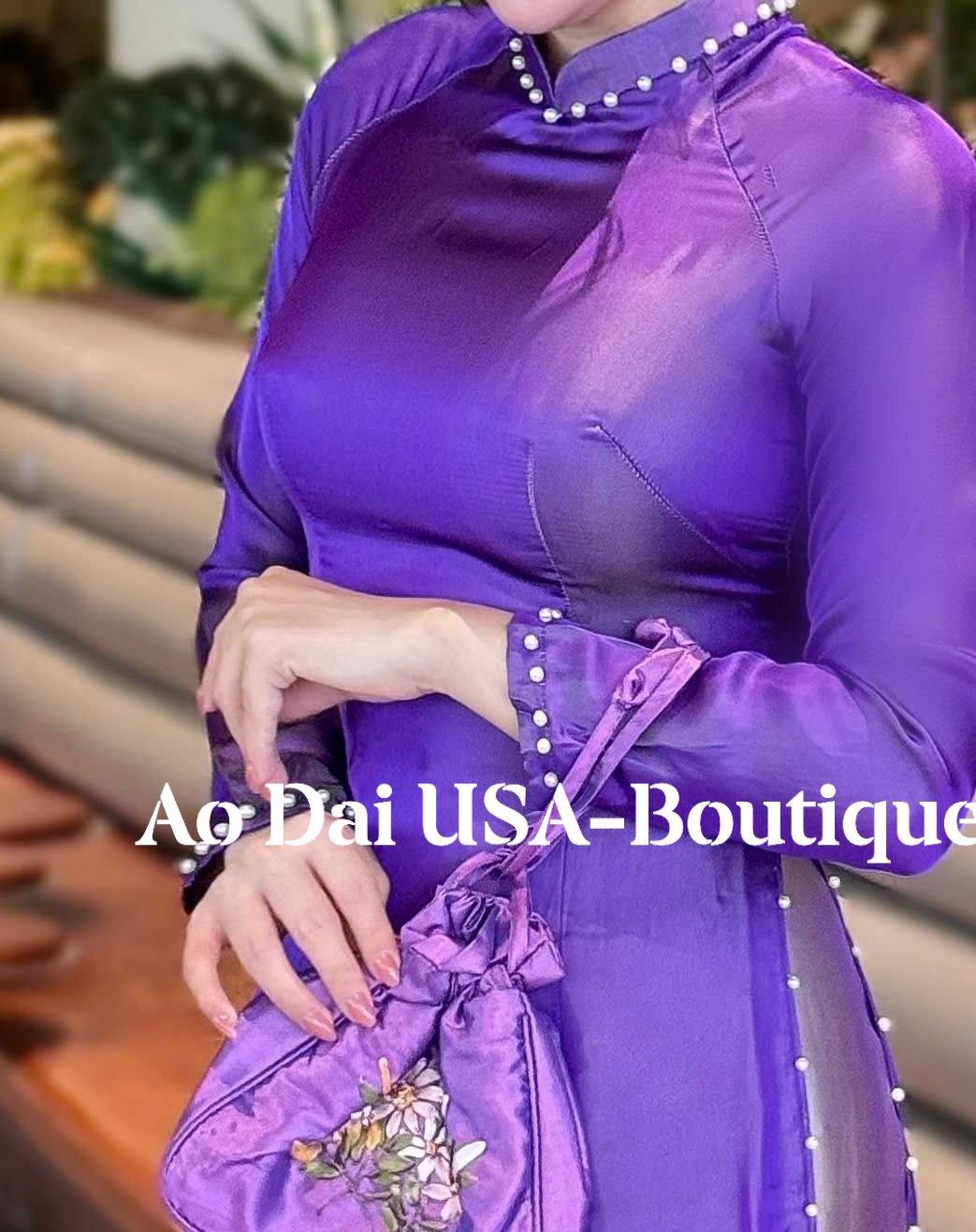 NHA KY Set Ao Dai Lụa Tơ tằm Nha Xá Hong Kông Light Purple / pants included/ TT227