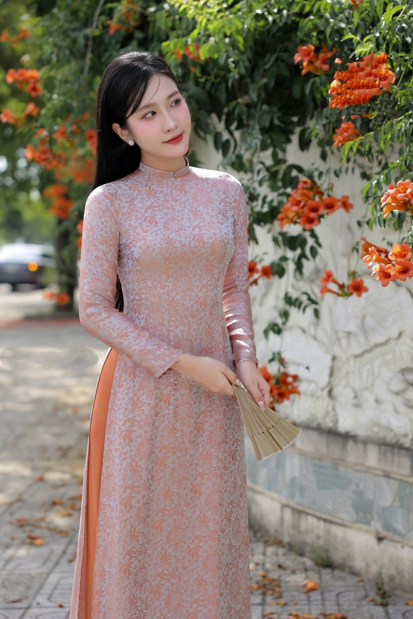 Set Ao Dai Lua To Chau /Pre made ao dai Vietnam/ Women long dress with Pants/ Uniform ao dai/ TT91