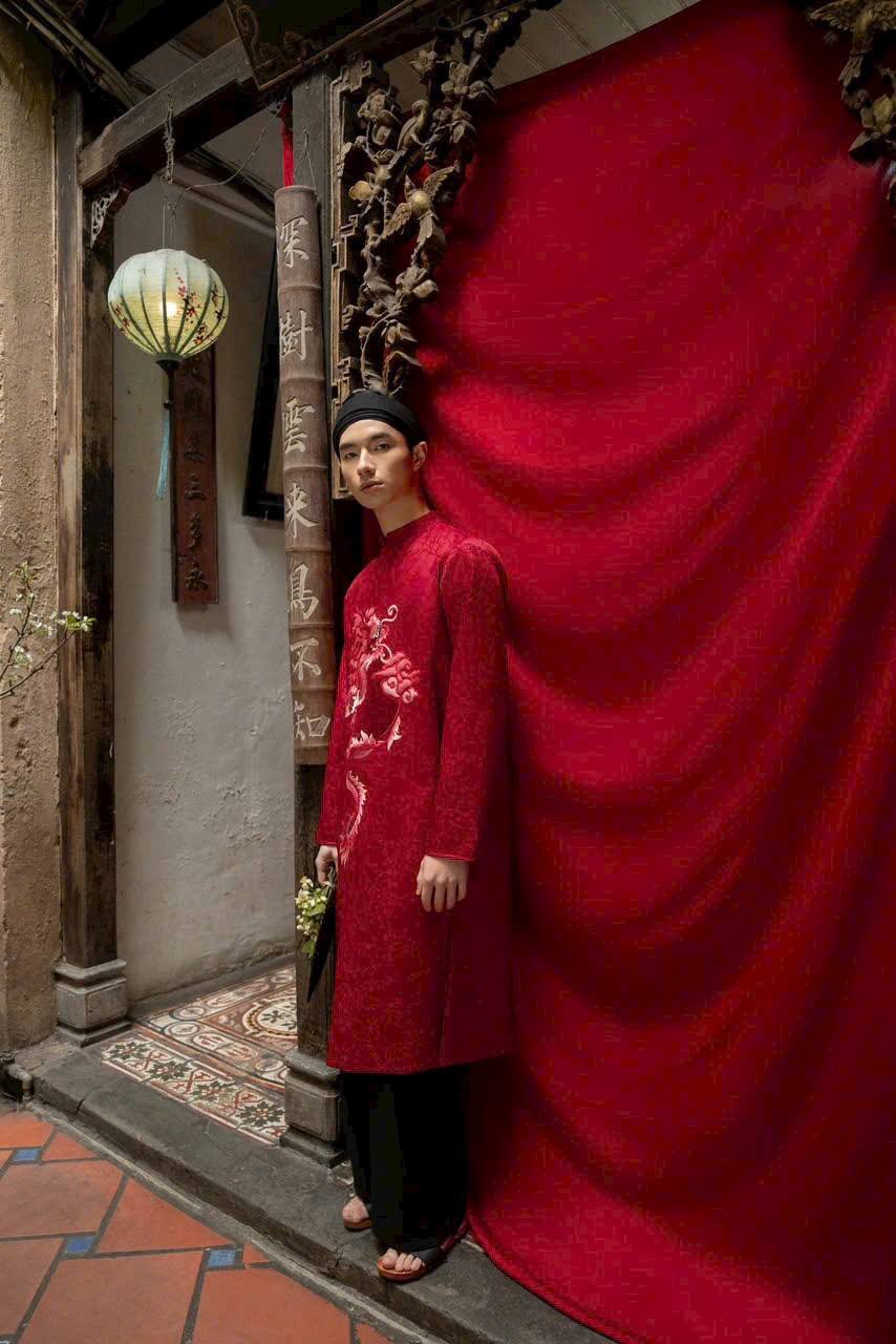 Matching Red Ao Dai Set For Men and Boy/ Matching Dad-Boy Dragon / Pre-made Ao Dai Lunar New Year 2026/ Ao Dai Gia Dinh Tet