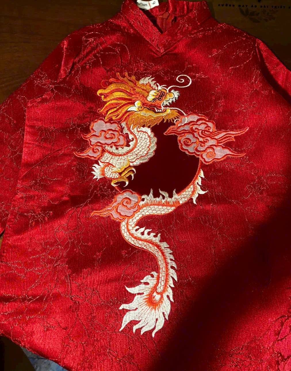 Matching Red Ao Dai Set For Men and Boy/ Matching Dad-Boy Dragon / Pre-made Ao Dai Lunar New Year 2026/ Ao Dai Gia Dinh Tet