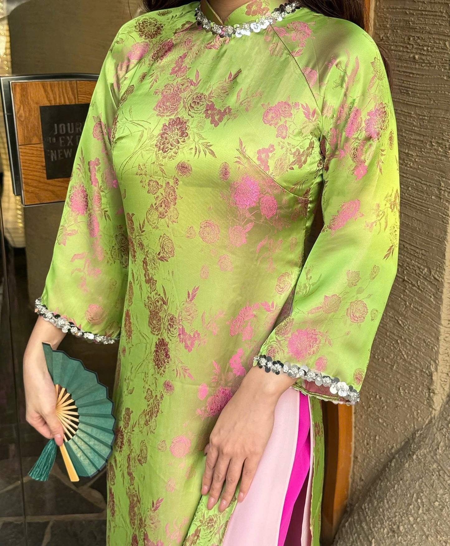 YEN HOA Set Ao Dai Lua To Tam Van Nam/ Vietnamese Modernized with Pants/ Ao Dai Loose Style/B280