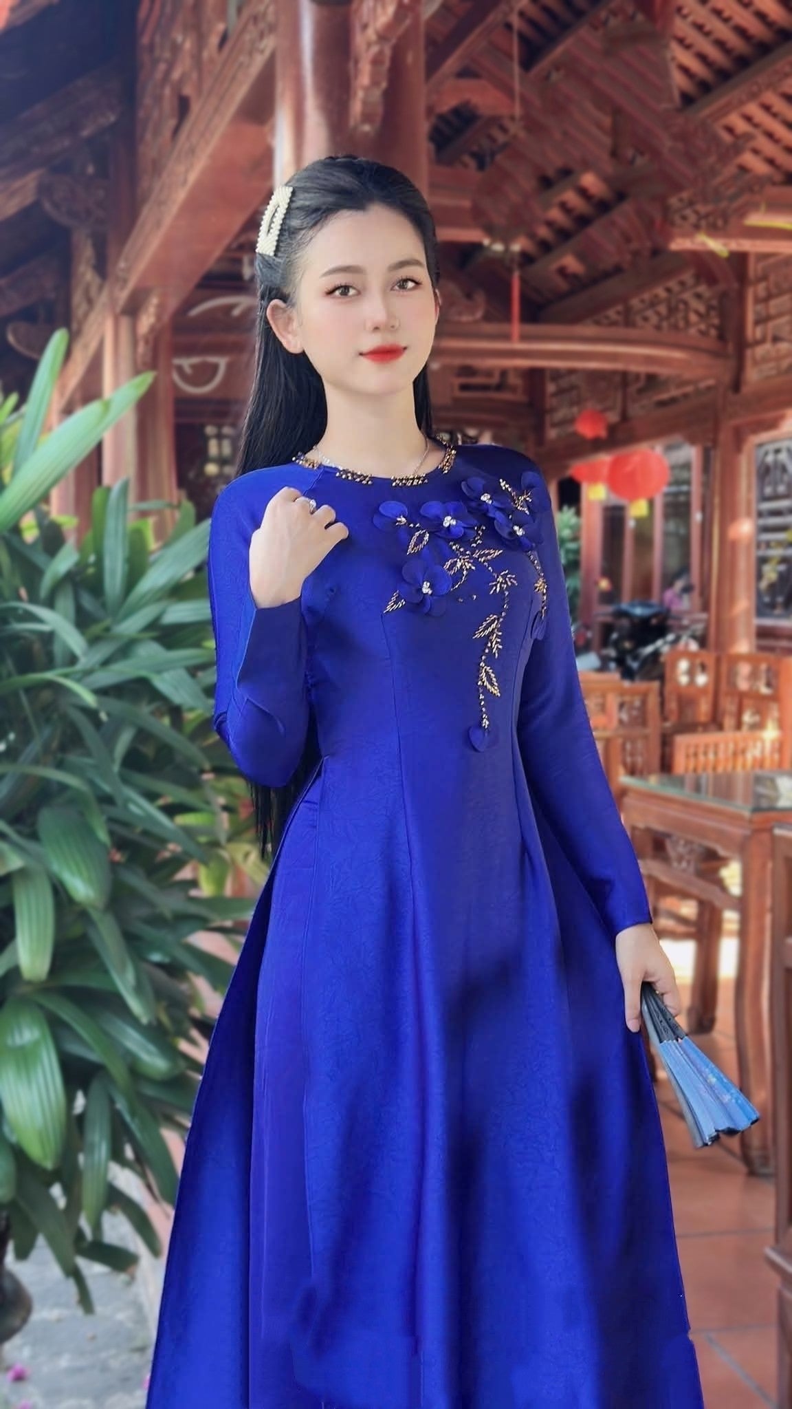 Set Ao Dai Lua Tô Châu/ Vietnamese Traditional Long Dress with Pants DS38