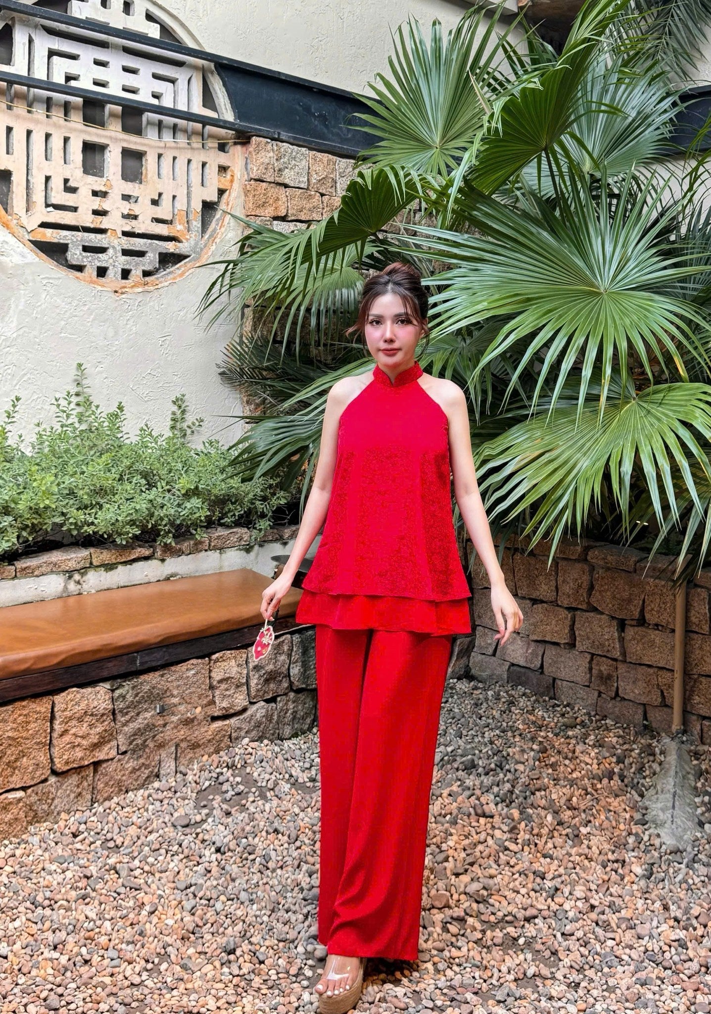 Set Ao Yem Red Color/Modern Vietnamese Outfit/ Lunar New Year 2026 G356