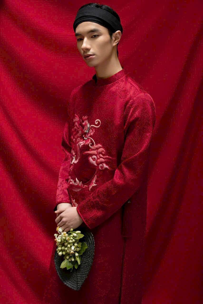 Matching Red Ao Dai Set For Men and Boy/ Matching Dad-Boy Dragon / Pre-made Ao Dai Lunar New Year 2026/ Ao Dai Gia Dinh Tet