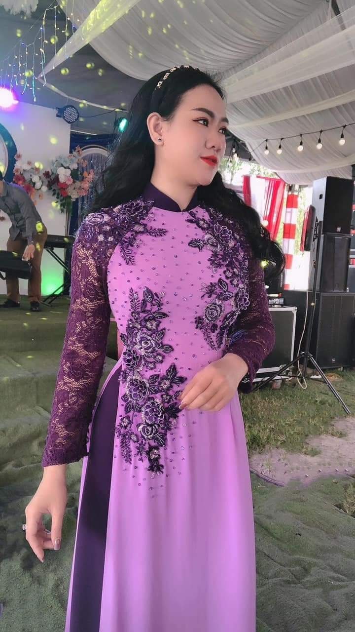 Double Layers Lace Ao Dai Set Light Purple-DS26