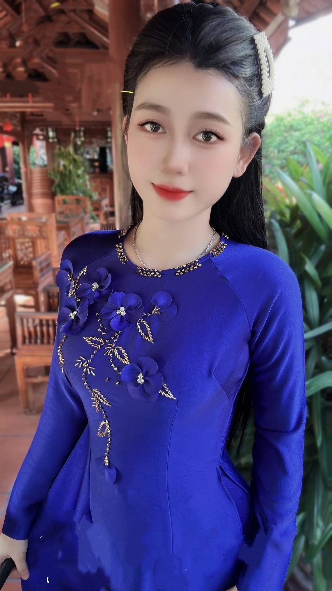 Set Ao Dai Lua Tô Châu/ Vietnamese Traditional Long Dress with Pants DS38