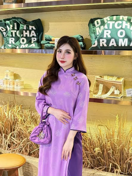 GIAI YEN Ao Dai Lua To Tam Ha Nam Light Purple/ Modern Set Ao Dai with  Pants/ Ao Dai Loose Style B100