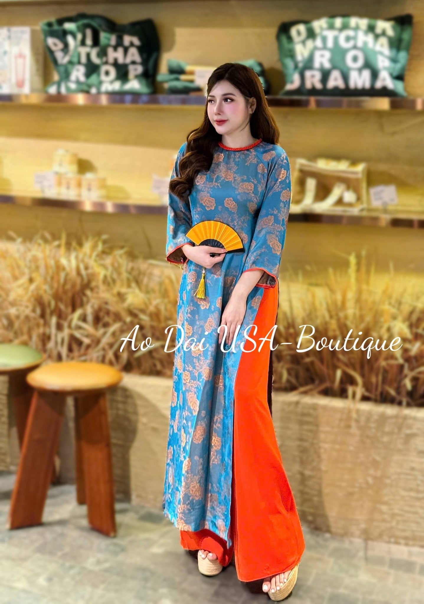 VAN HY Set Ao Dai Lua To Tam Van Nam/ Vietnamese Modernized with Pants/ Ao Dai Loose Style/Ao Dai Cach Tan B302