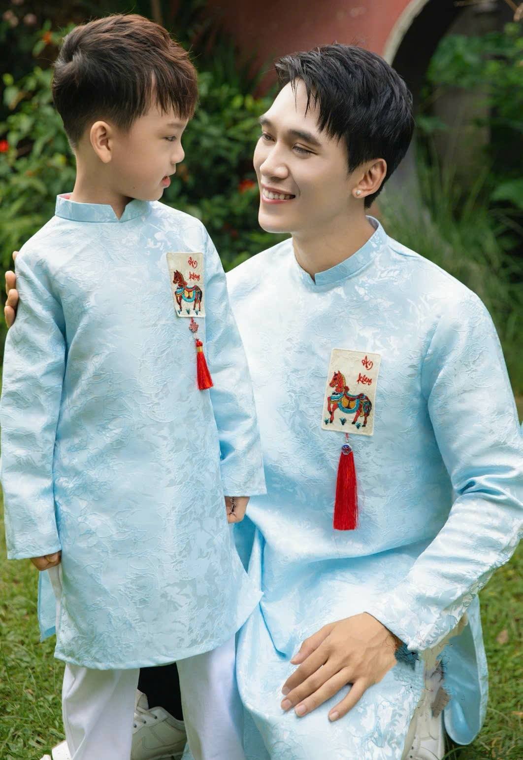 Matching Family Blue And Pink Ao Dai Set/ Ao Dai Gia Dinh Tet 2026/ GD2