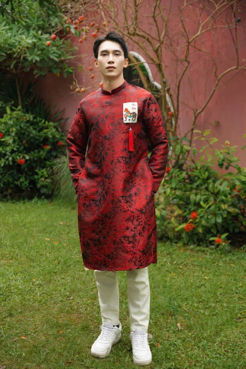 Matching Family Spring Ao Dai Set/ Pre-made Ao Dai for Tet/ Lucky red ribbon Ao dai /Modern Vietnamese Lunar New Year Outfit 2026