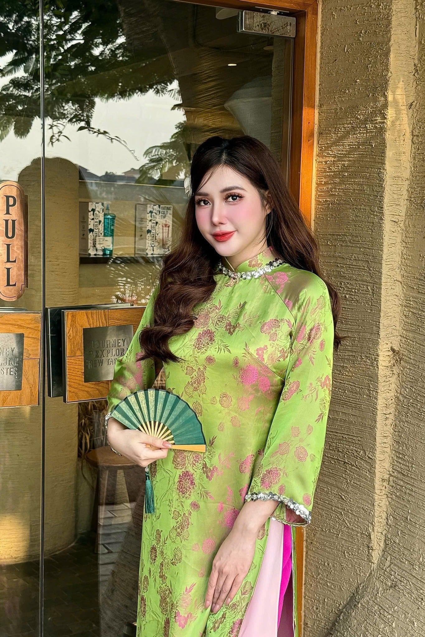 YEN HOA Set Ao Dai Lua To Tam Van Nam/ Vietnamese Modernized with Pants/ Ao Dai Loose Style/B280