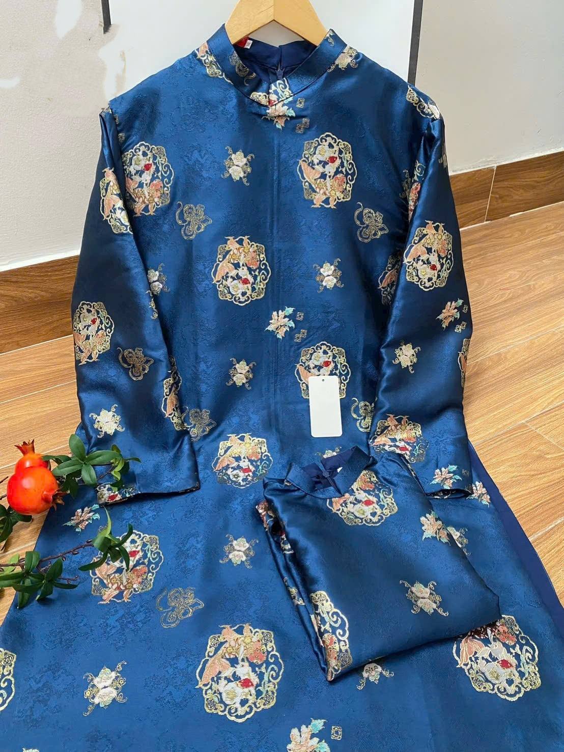 Matching Family Ao Dai Set/ Pink- Blue  Matching Family Spring Ao Dai Set/ Pre-made Ao Dai for Lunar New Year /Ao Dai Gia Dinh Tet 2026