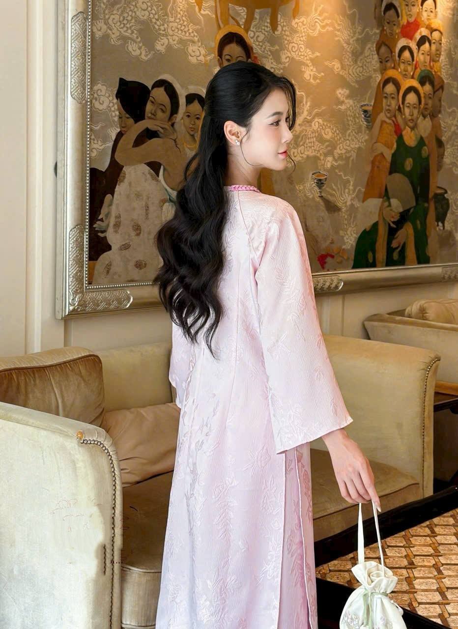 Set Ao Dai Gam Mem Theu/ Modern Ao Dai For Women with Pink Pants / Loose Style Trending Ao Dai Tet 2026/ B232