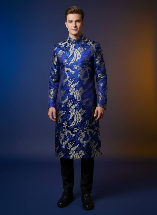 Blue Ao Dai for Men Gam /Vietnamese Lunar New Year Outfi/ Ao Dai Tet For Men/ Groom Ao Dai/ B192