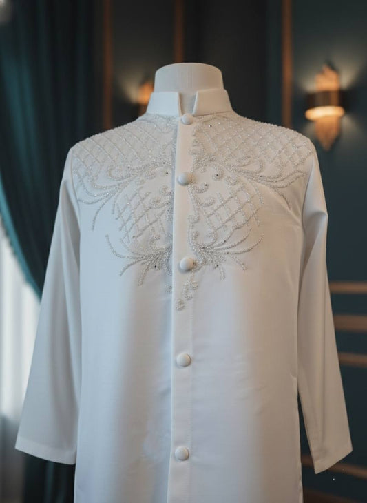 White Ao Dai for Men/ Lunar New Year Outfit W169