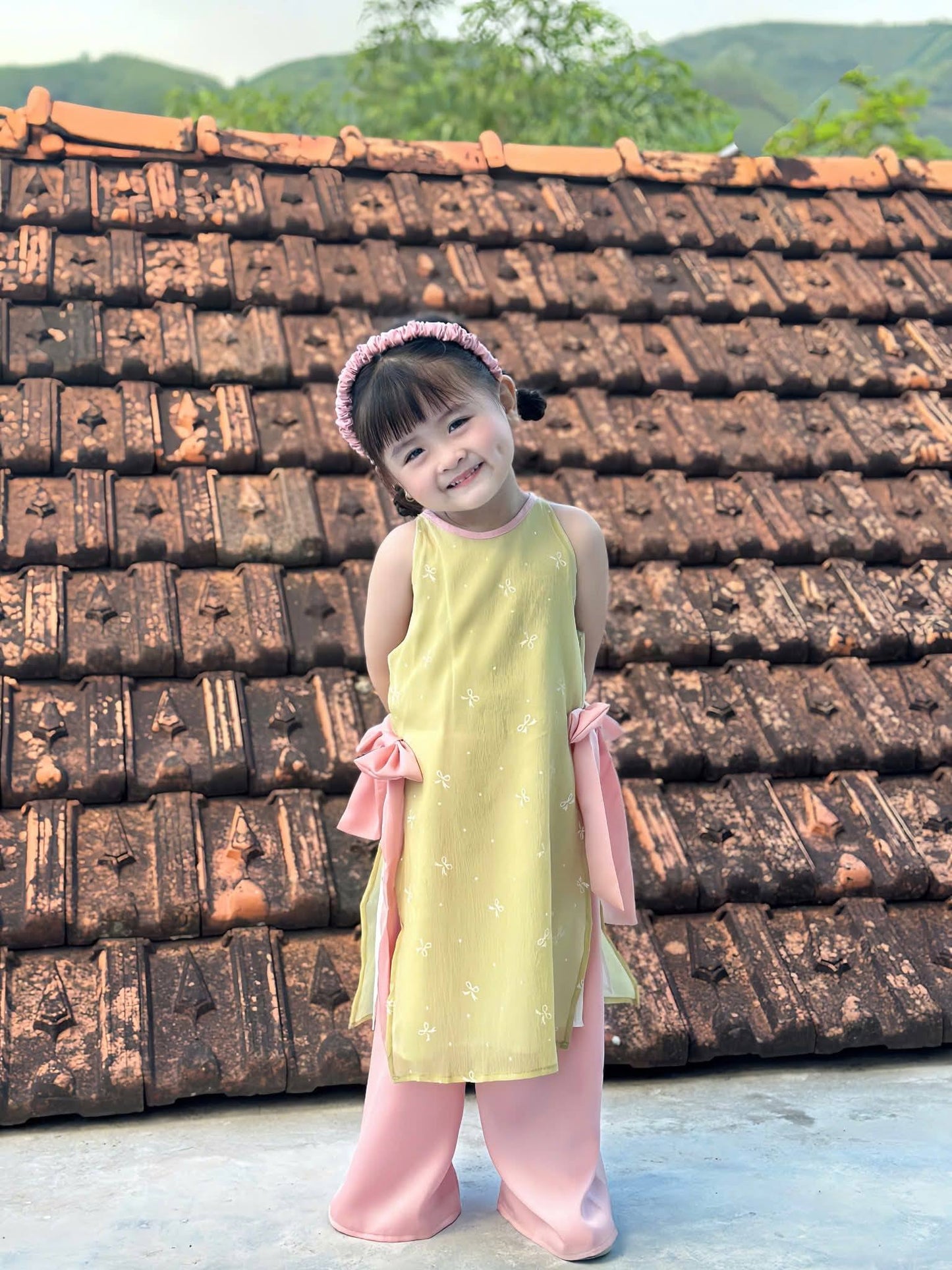 Girls Floral Ao Dài Yếm Cach Tan (2 colors), Ao Dai For Baby girl/ Vietnamese Lunar New Year Outfit/ G342