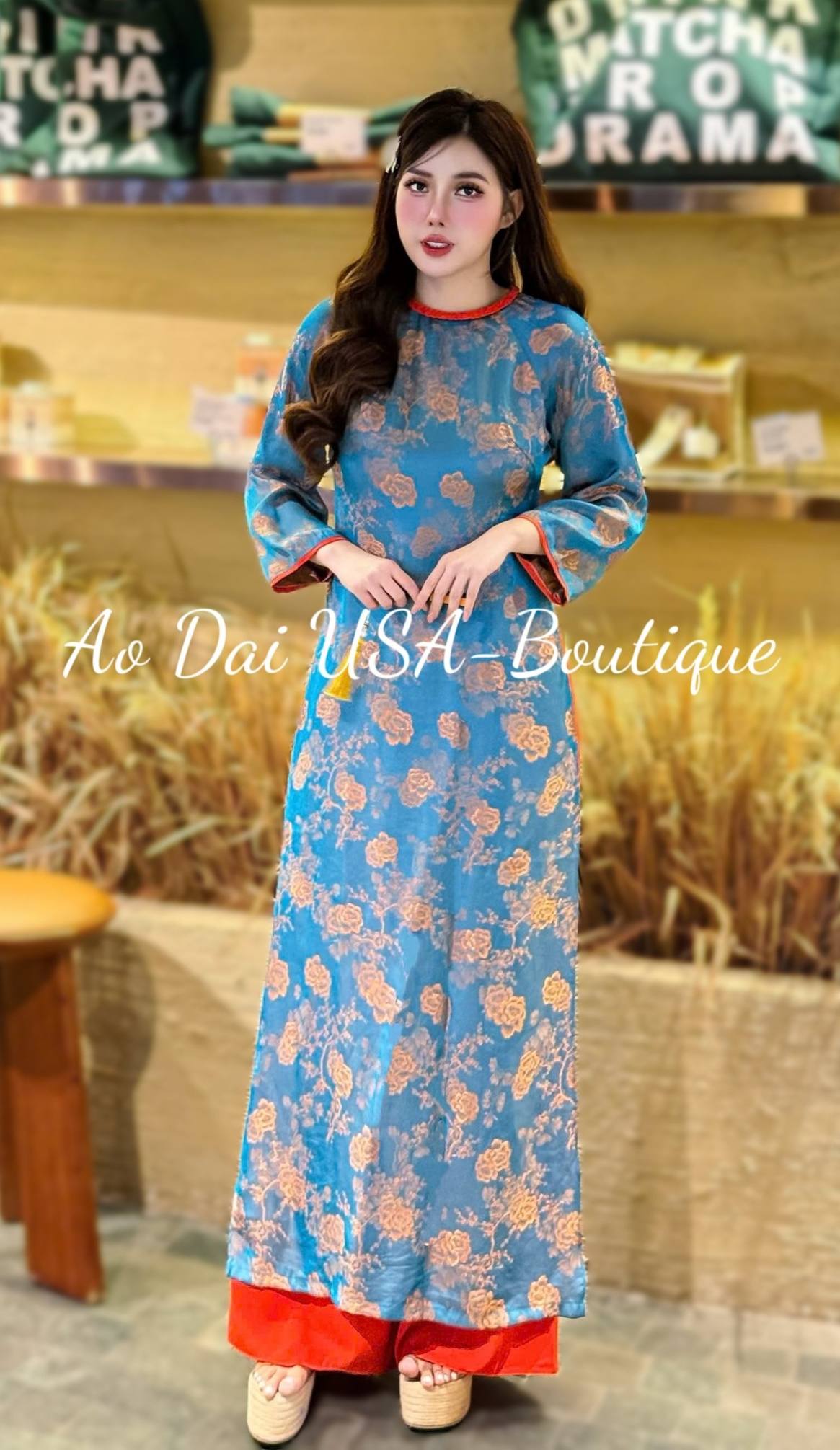 VAN HY Set Ao Dai Lua To Tam Van Nam/ Vietnamese Modernized with Pants/ Ao Dai Loose Style/Ao Dai Cach Tan B302