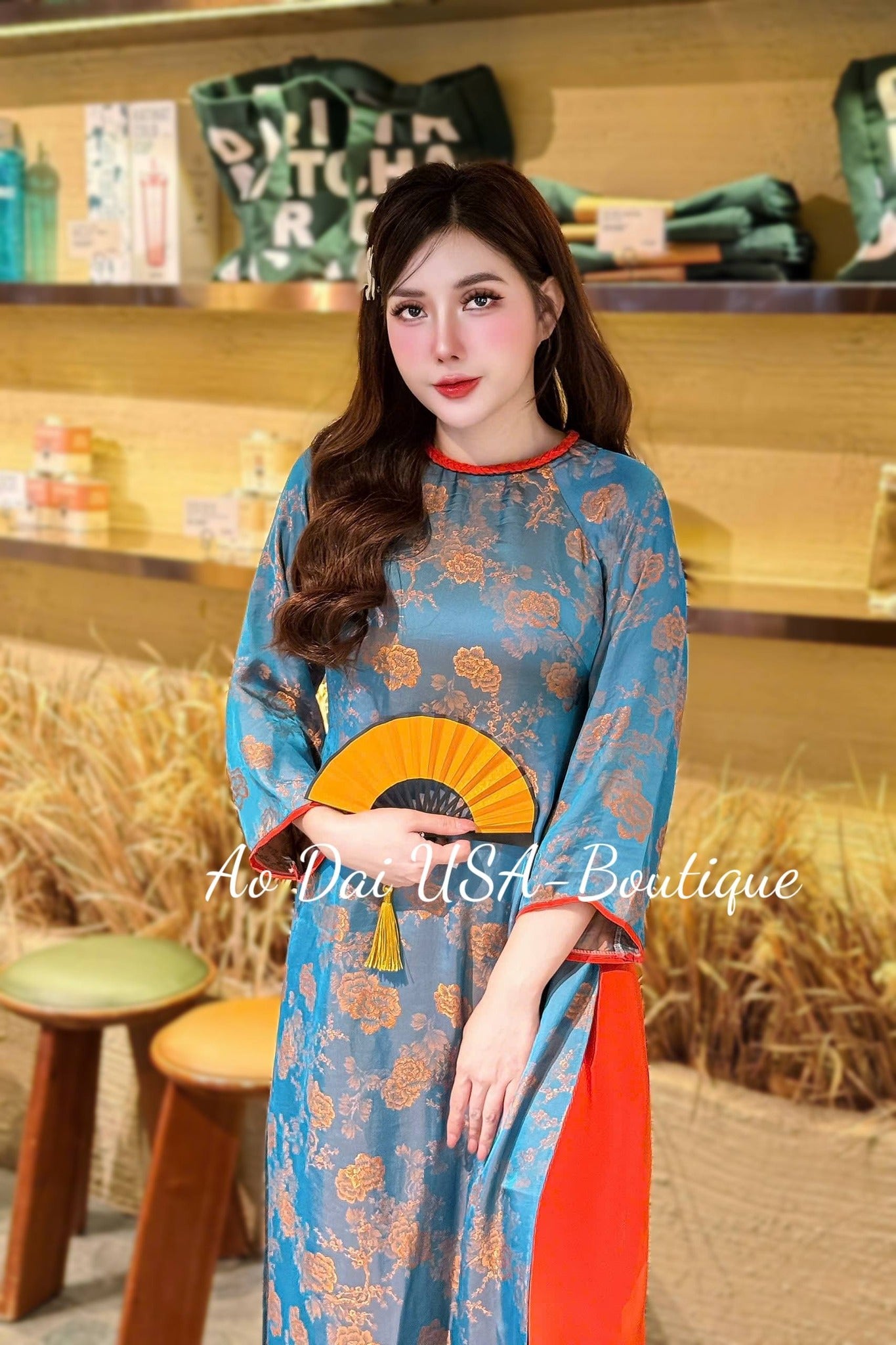 VAN HY Set Ao Dai Lua To Tam Van Nam/ Vietnamese Modernized with Pants/ Ao Dai Loose Style/Ao Dai Cach Tan B302