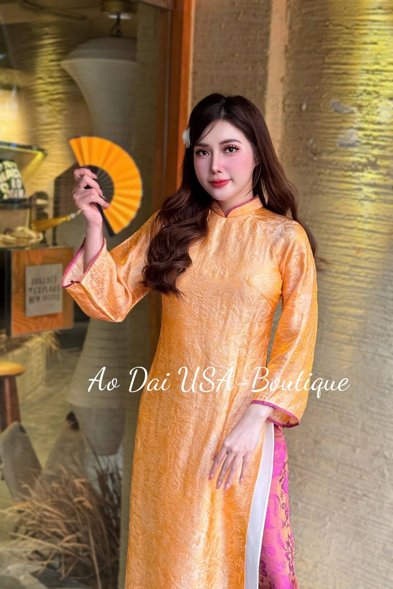 YEN XUAN  Set Ao Dai Lua To Tam Tence Phối Lua Double Layers/ Vietnamese  Modernized with  Pants/ Ao Dai Loose Style/B279