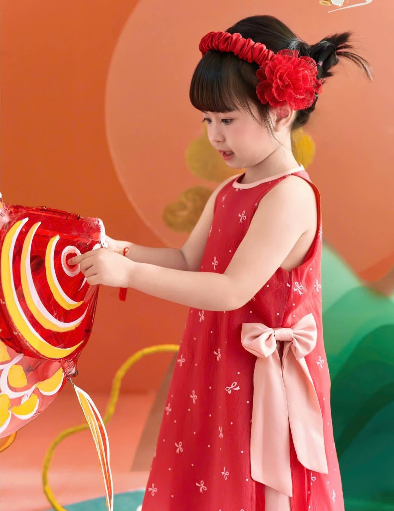 Girls Floral Ao Dài Yếm Cach Tan (2 colors), Ao Dai For Baby girl/ Vietnamese Lunar New Year Outfit/ G342