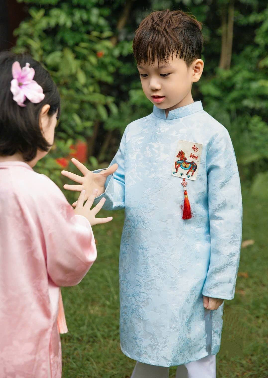 Matching Family Blue And Pink Ao Dai Set/ Ao Dai Gia Dinh Tet 2026/ GD2