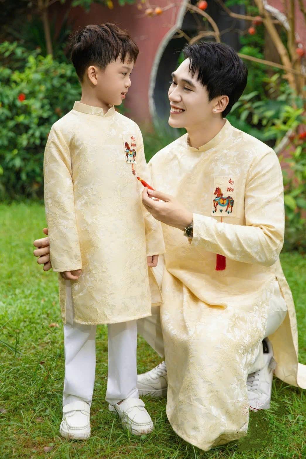 Matching Family Light Yellow and Cream Ao Dai Set/Ao Dai Gia Dinh Tet 2026/ GD2
