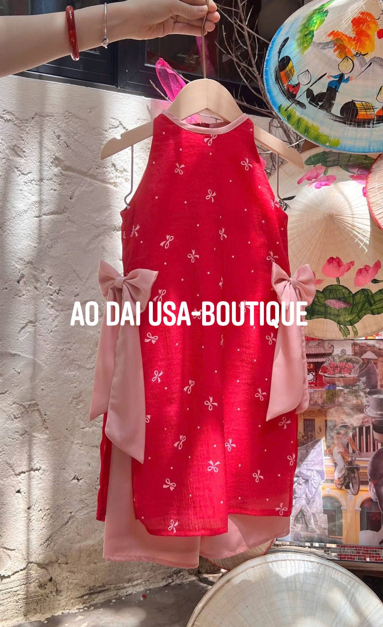 Girls Floral Ao Dài Yếm Cach Tan (2 colors), Ao Dai For Baby girl/ Vietnamese Lunar New Year Outfit/ G342