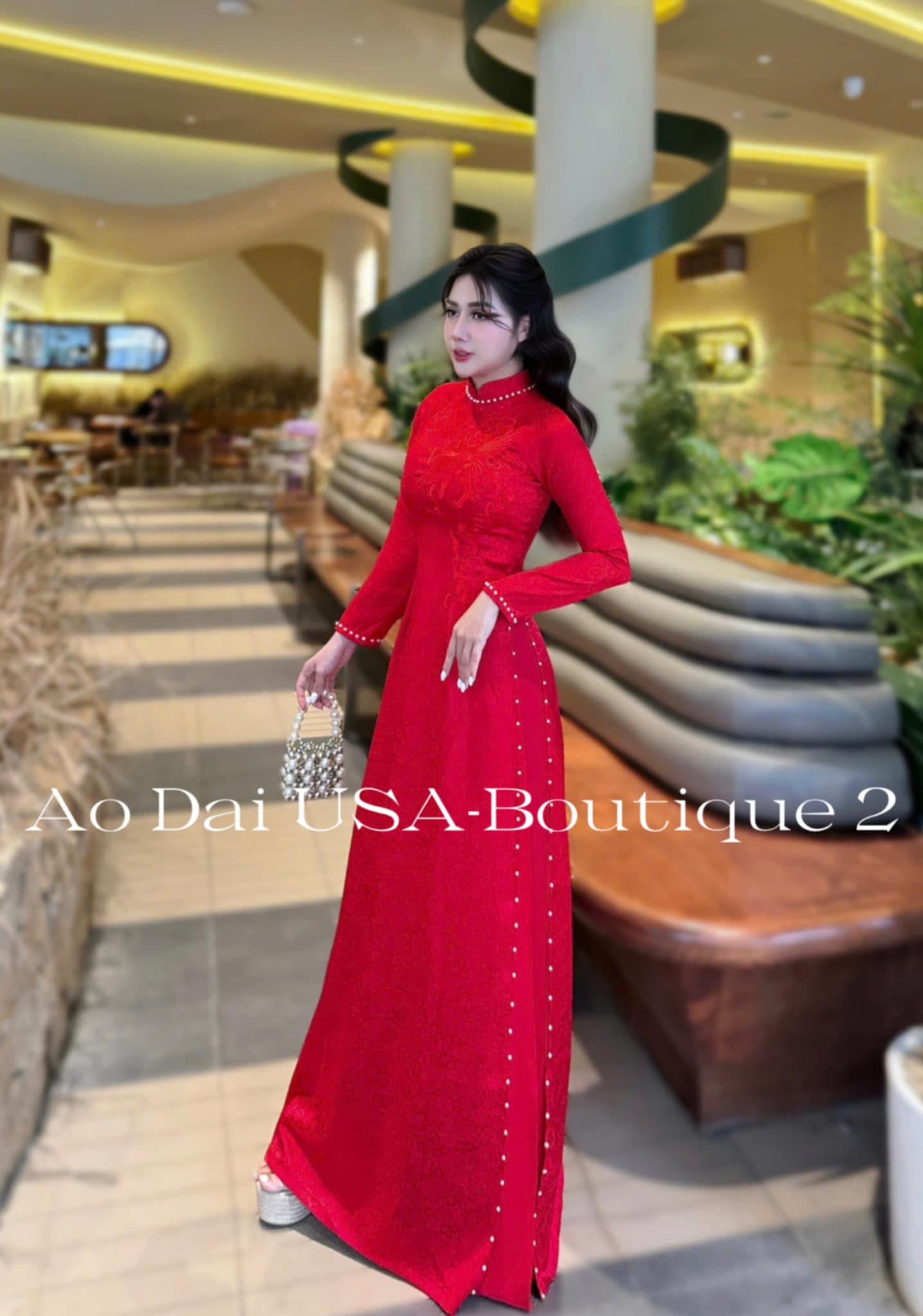 Set Ao Dai Wedding Red Color W188