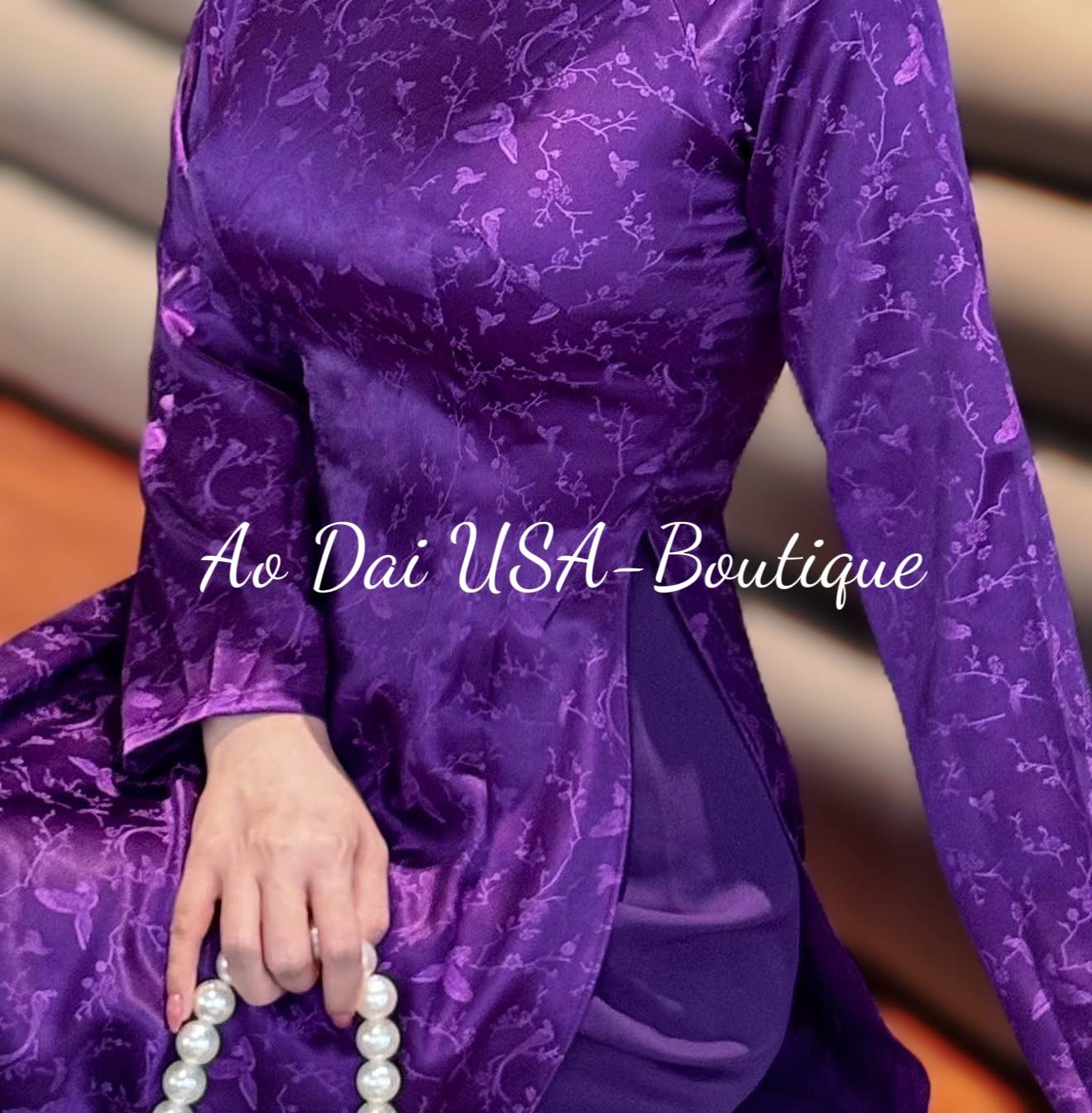 Set Ao dai for women Lua 2da Purple Color /purple pants/TT240