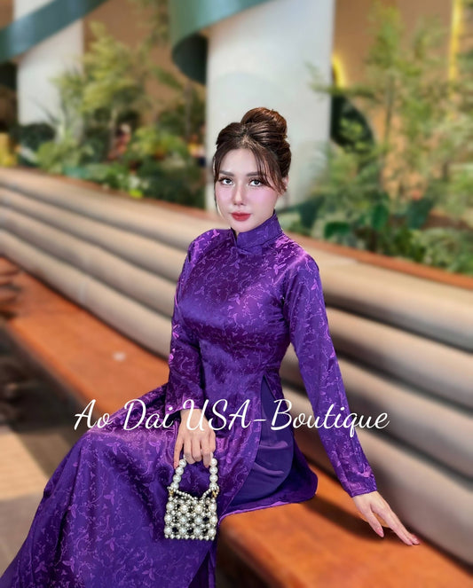 Set Ao dai for women Lua 2da Purple Color /purple pants/TT240