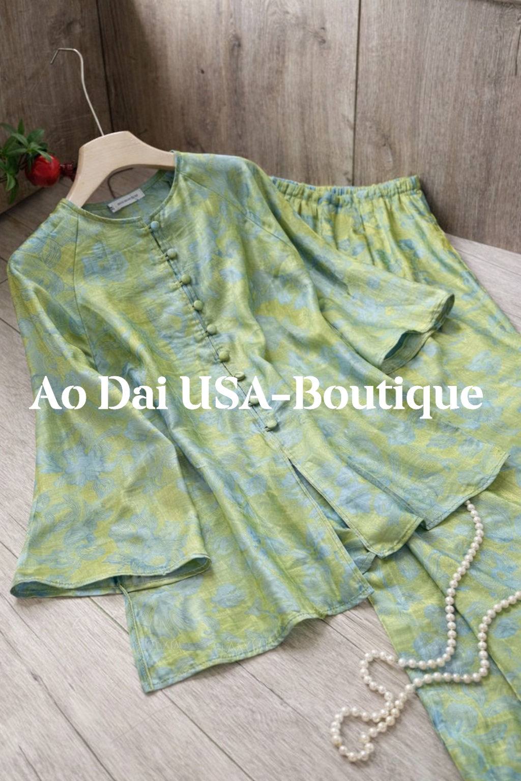 Ao Ba Ba Set: Modern Vietnamese Phap Phuc with Pants G346