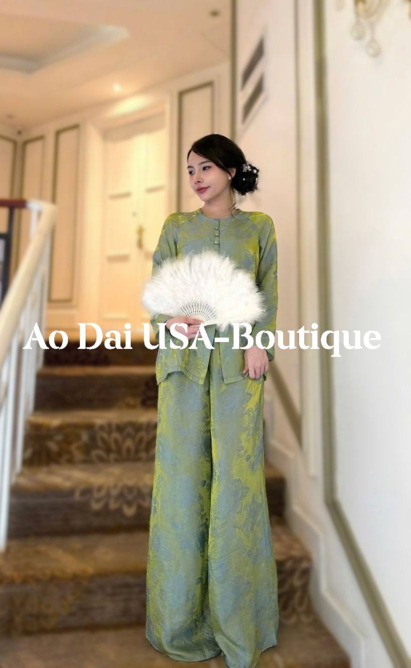 Ao Ba Ba Set: Modern Vietnamese Phap Phuc with Pants G346