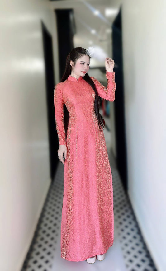 NHA HY Set Ao dai for women To Tam Thai Tuan Orange Color With Pants/TT61