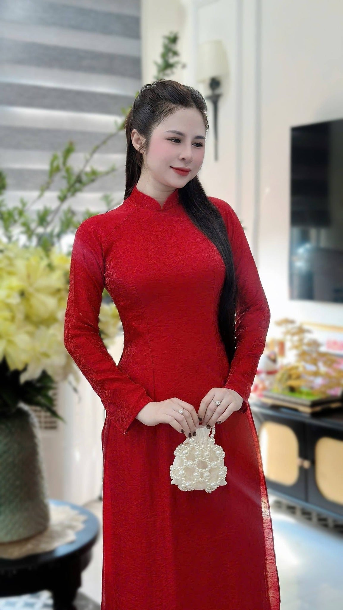 CAT TUONG Set Ao Dai Lua To Tam /TT61