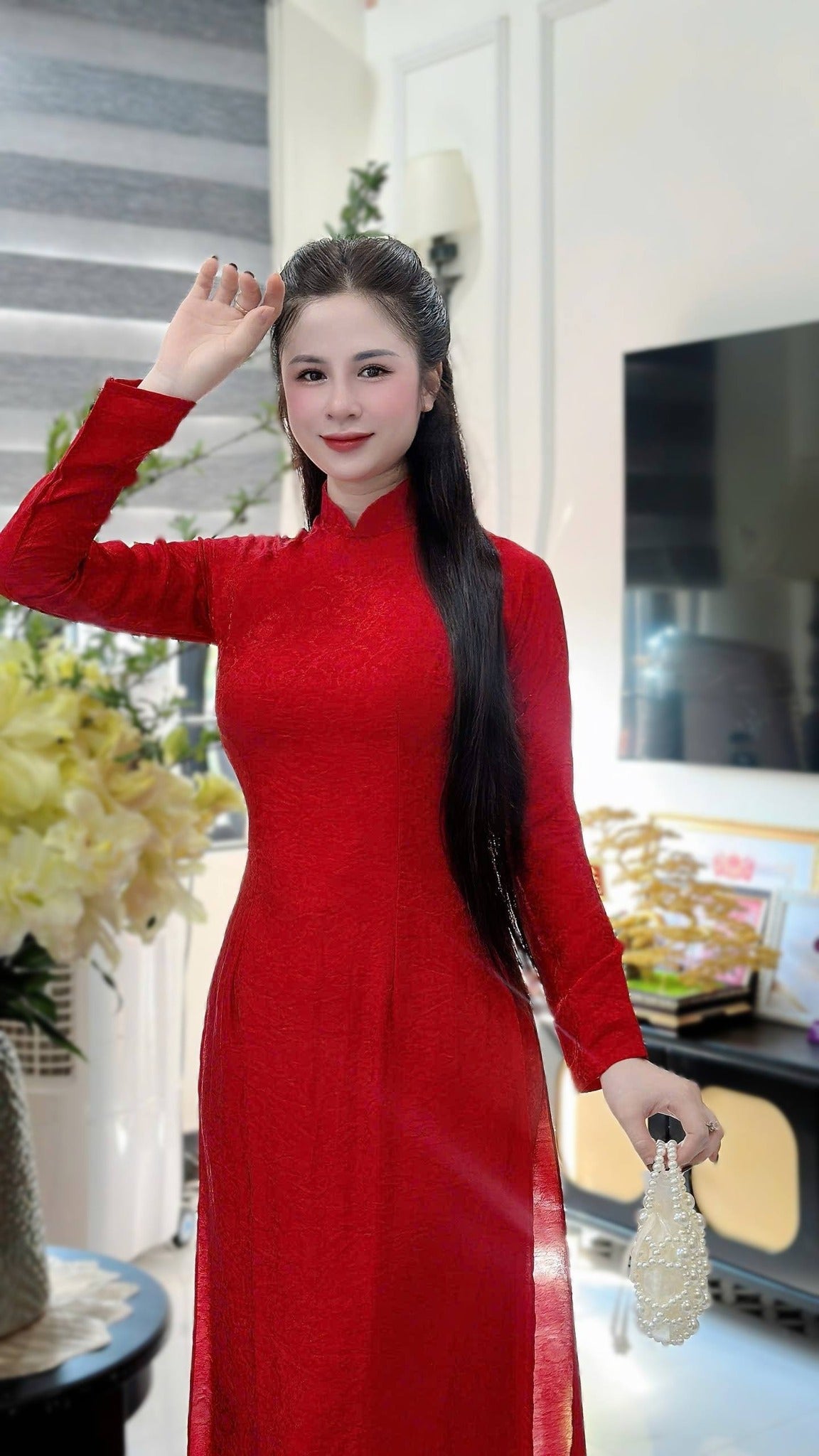 CAT TUONG Set Ao Dai Lua To Tam /TT61