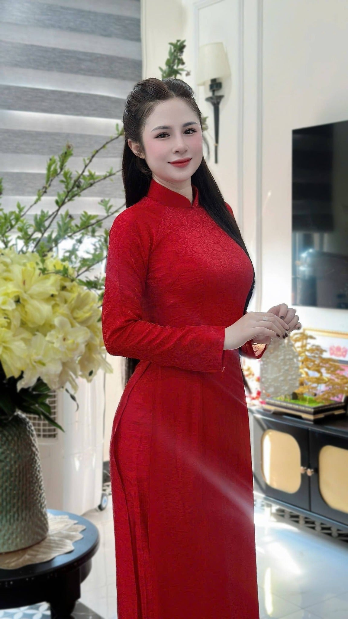CAT TUONG Set Ao Dai Lua To Tam /TT61