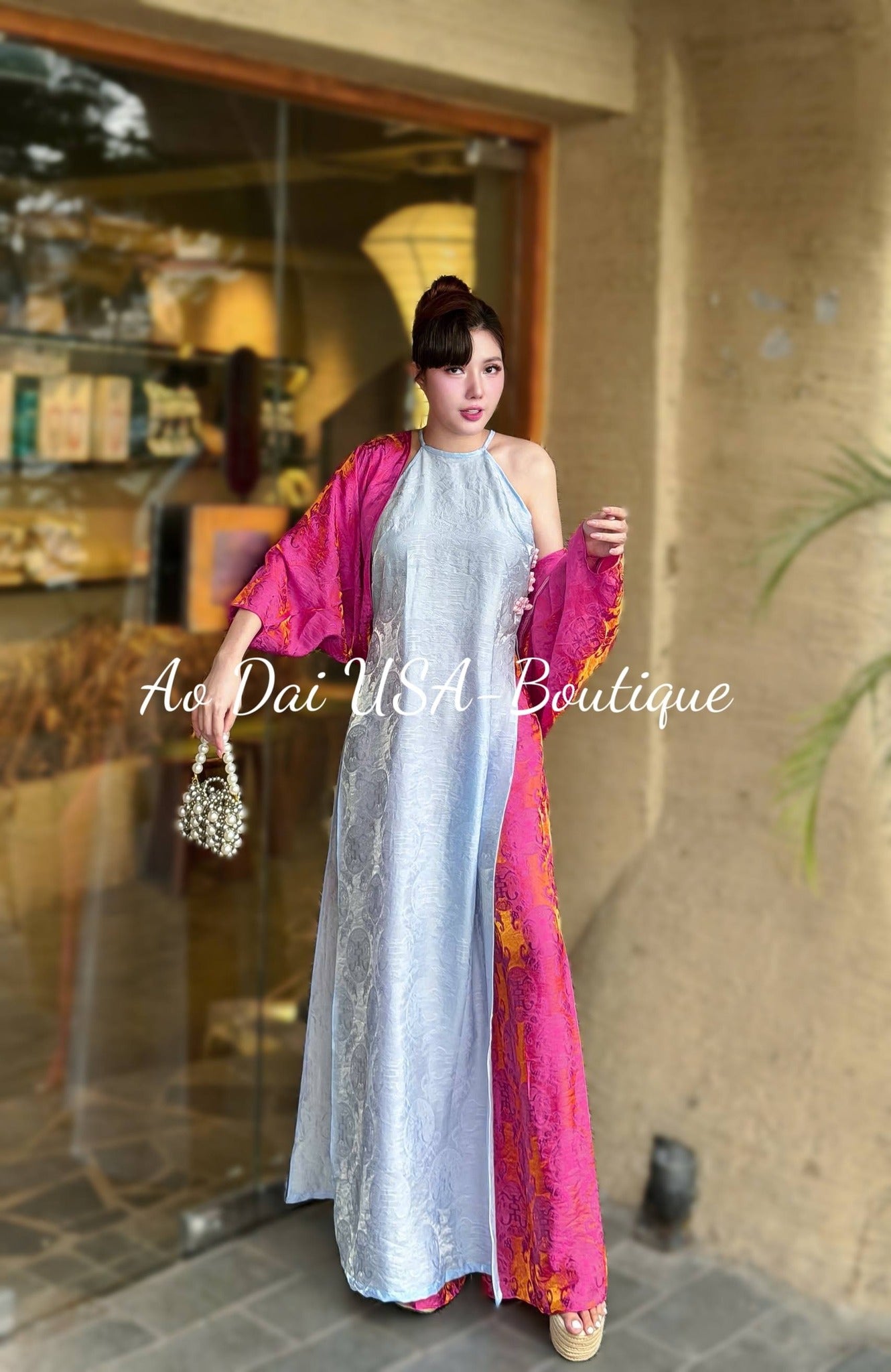 TU SON Áo Dài set with sheer overlay outer layer/CT282