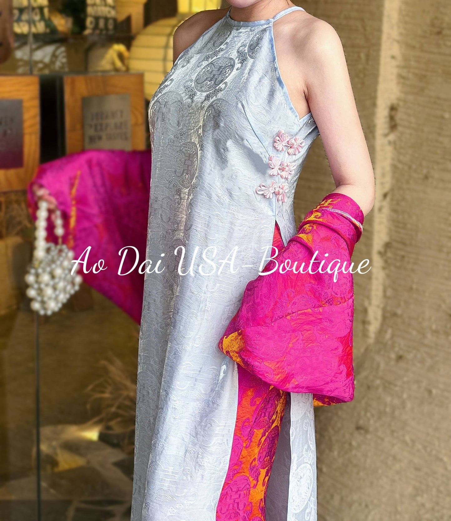 TU SON Áo Dài set with sheer overlay outer layer/CT282