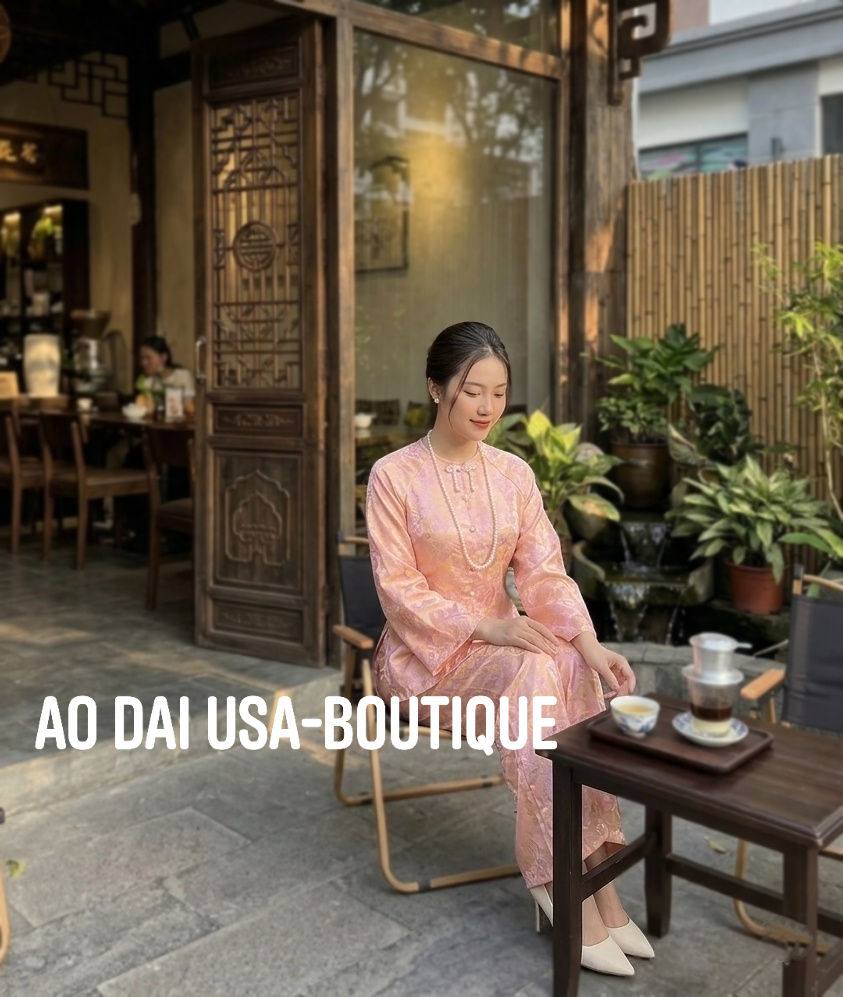 Ao Ba Ba Set: Modern Vietnamese Phap Phuc with Pants/Soft peach tone with a warm glow Color/ Tam Ong ThoDoi/G347