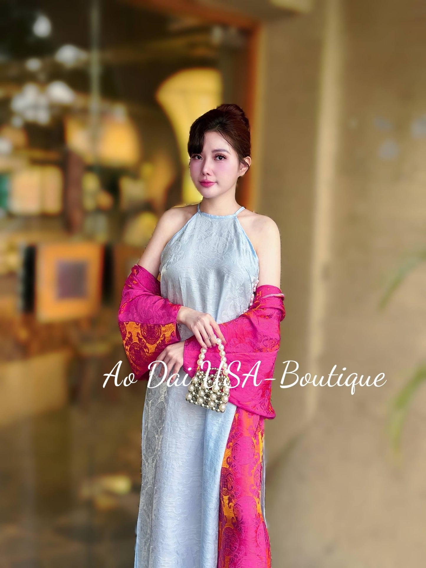 TU SON Áo Dài set with sheer overlay outer layer/CT282