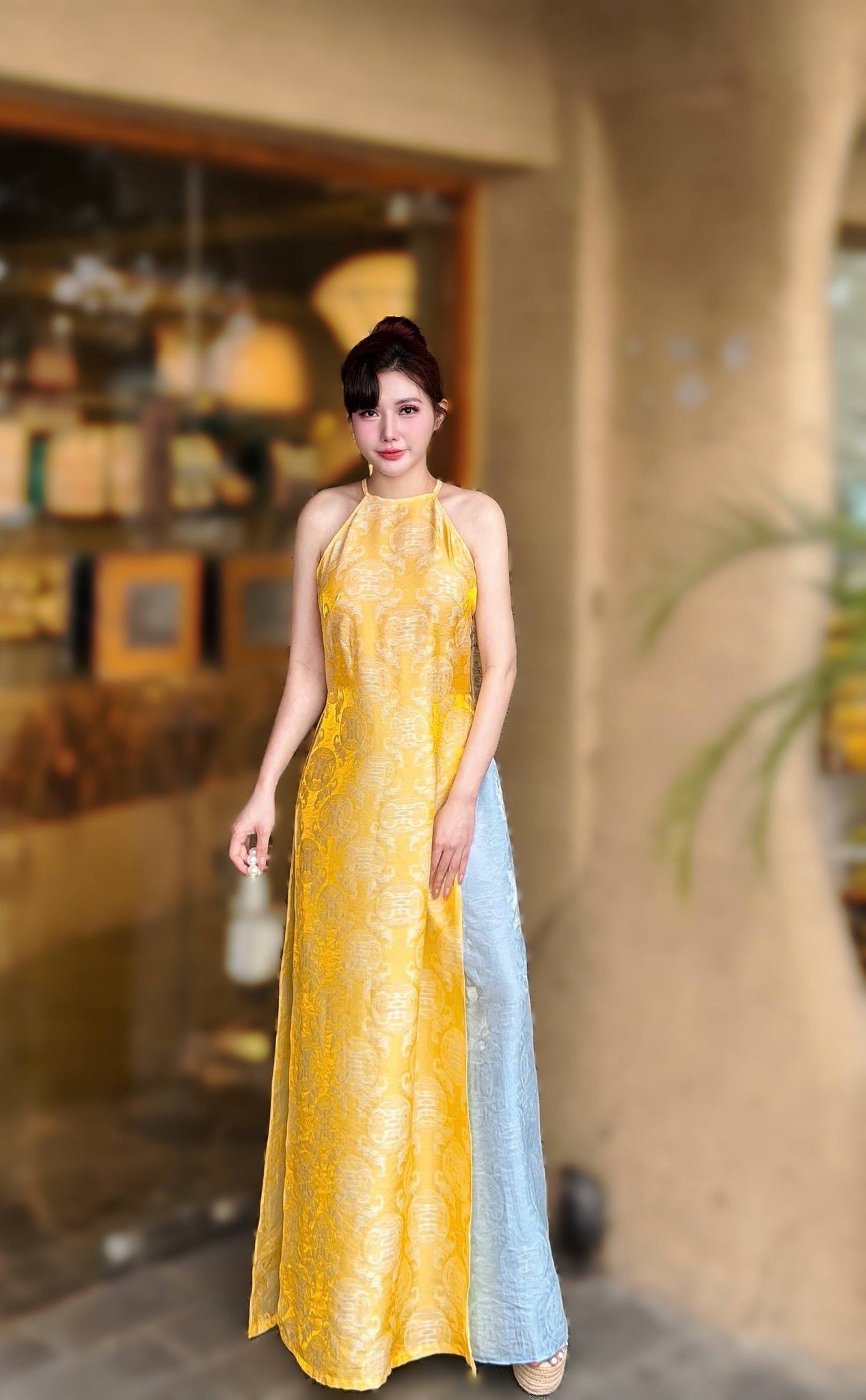 NHU YEN Ao Dai set with a bodice-style top and an outer chiffon layer/ CT287