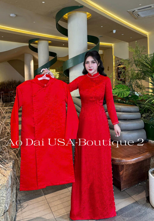 Set Ao Dai Wedding Red Color W188