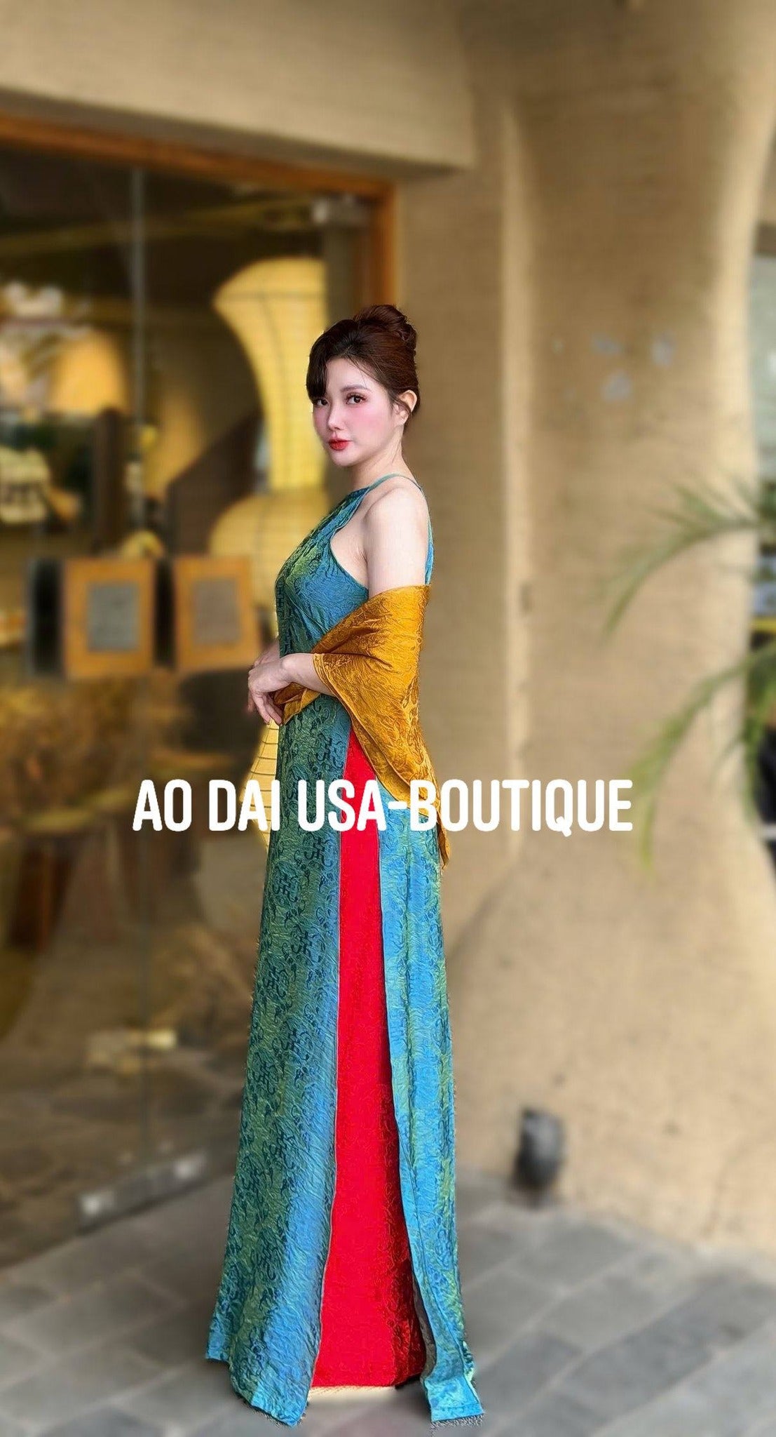 LAM KHUE Set Ao Dai Blue / Custom-designed Áo Dài/ CT285