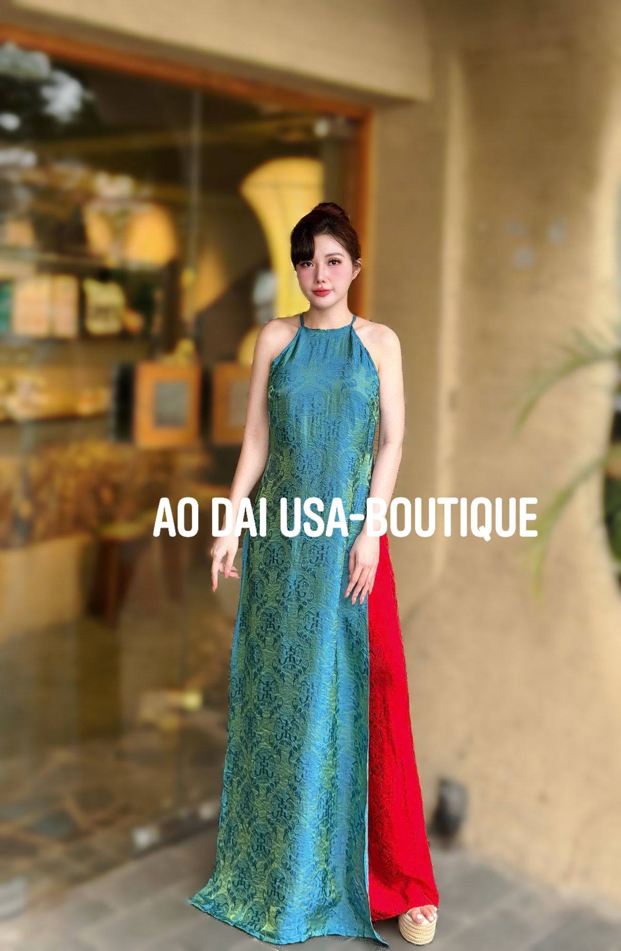 LAM KHUE Set Ao Dai Blue / Custom-designed Áo Dài/ CT285