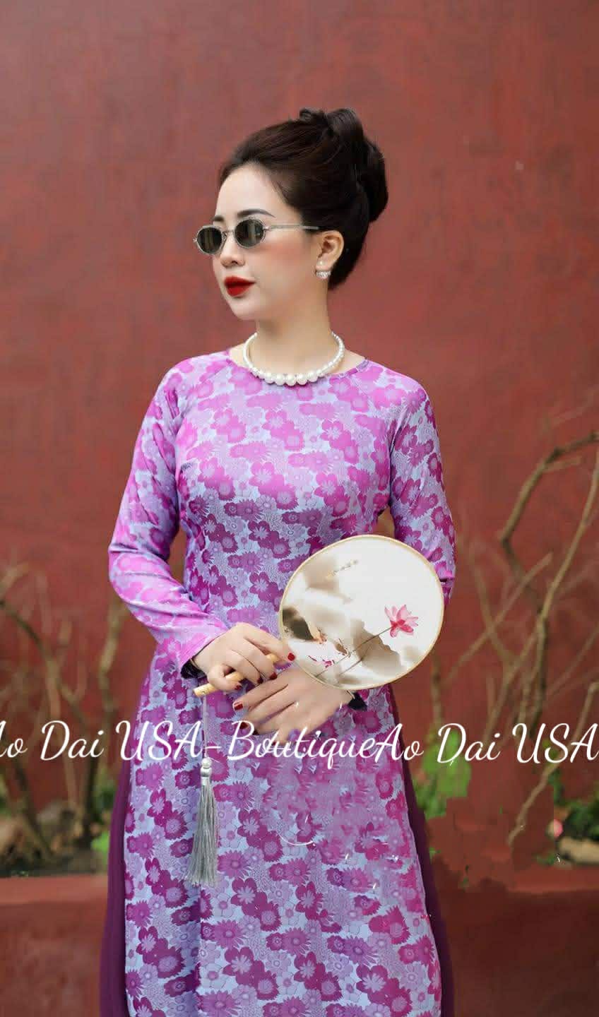 Ao dai for women gam Thai Tuan Purple Color -No pants/ TT100
