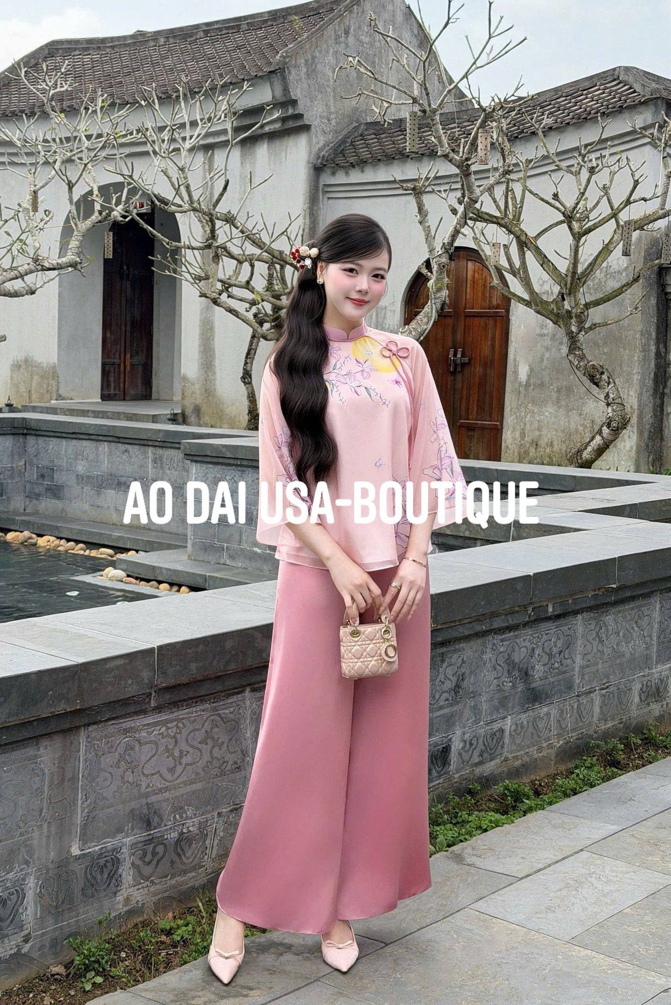 Ao Ba Ba Set: Modern Vietnamese Phap Phuc with Pants B270