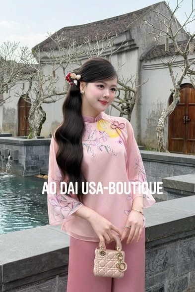 Ao Ba Ba Set: Modern Vietnamese Phap Phuc with Pants B237
